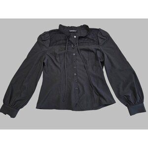 NWT Scarlet Darkness Black Long Sleeve Blouse Lace Ruffle Collar Whimsigoth